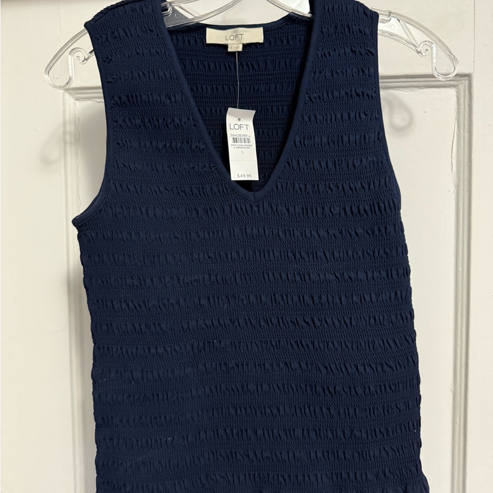 LOFT Deep Blue Textured Tank Top